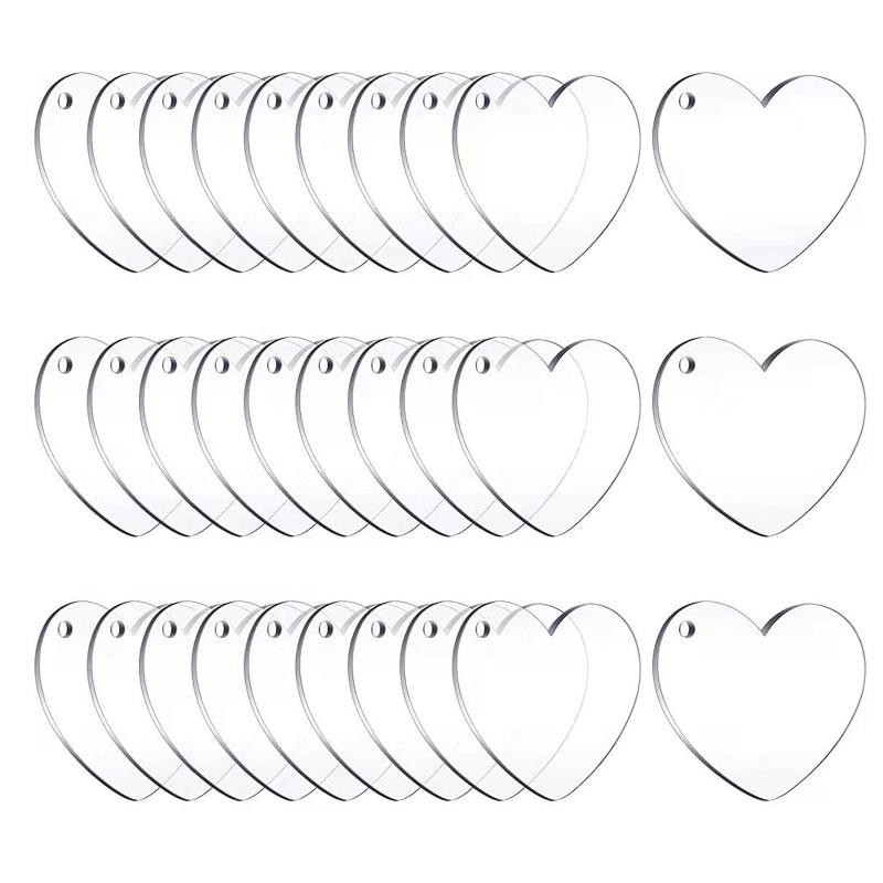 

30/60Pcs Acrylic Heart Keychain Blanks Acrylic Hearts Discs with Hole for DIY Keychain Vinyl Valentine s Day Ornament
