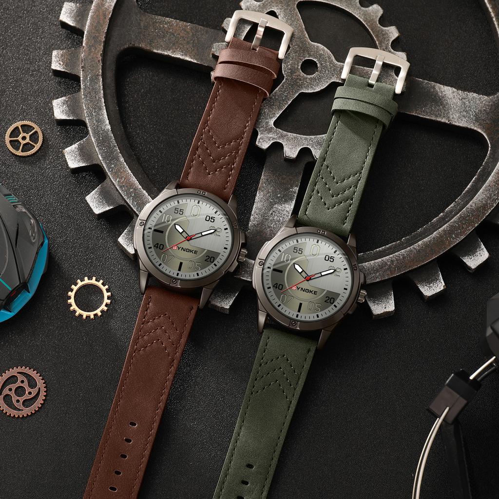 Mens Quartz Watch - Round Dial, PU Leather Strap, 30m Water Resistant, Alloy Case,  Watch