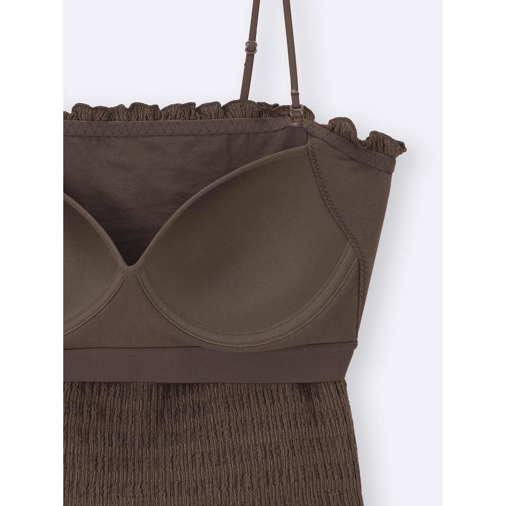 Gu By Uniqlo Brafeel Cropped Shirring Tube Top