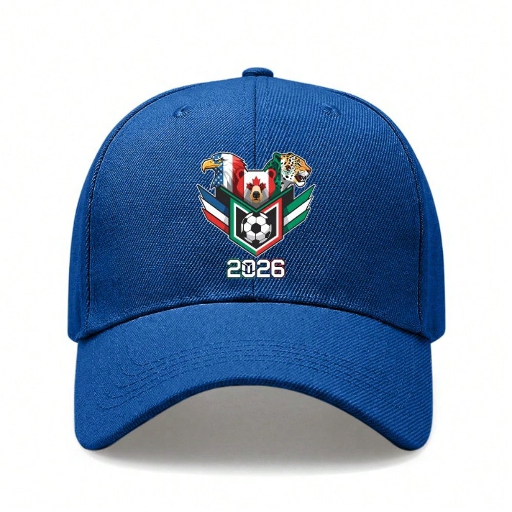 [Patriotic Baseball Cap] 2026 Soccer Theme Print Unisex Adjustable Breathable Lightweight Polyester Hat For Outdoor Sports Festivals Gift - Dad Hat,