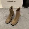 Women Ankle Boots 2026 Autumn Zipper Comfortable Short Boots Retro Fashion New Square Toe High Heel Shoes Women Botas De Mujer