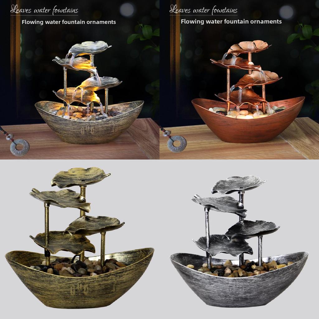 Lotus Leaf Ingot Minimalist Fountain With Abs Material For Home Decor And Gift