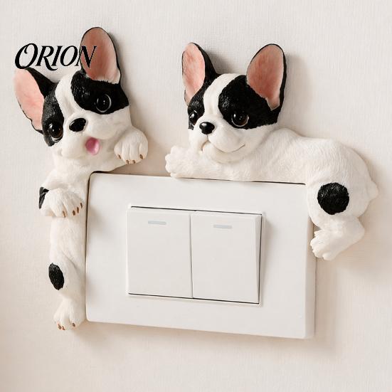 Easy Install Switch Cover 3D French Bulldog Resin Light Cover, Cute Cartoon Dog Wall Socket Decorative Plate Sticker Decor, Self-Adhesive Animal