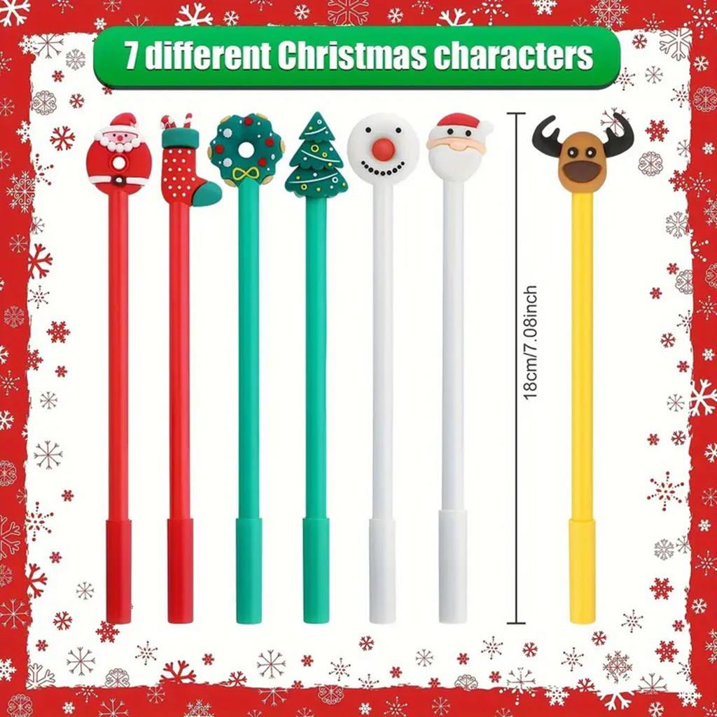 50 Pieces Christmas Gel Ink Pen Novelty Christmas Rollerball Pens Black Gel Ink Christmas Characters Stick Pen Christmas, Gift