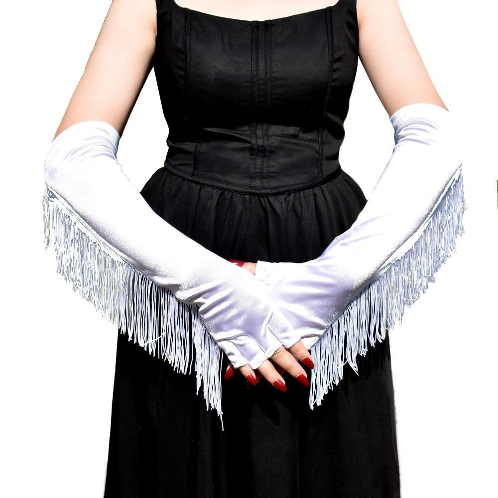 Musical Lady Long Gloves Stretch Stage Dance Mittens Costume Fringe Tassel Gloves  Girls