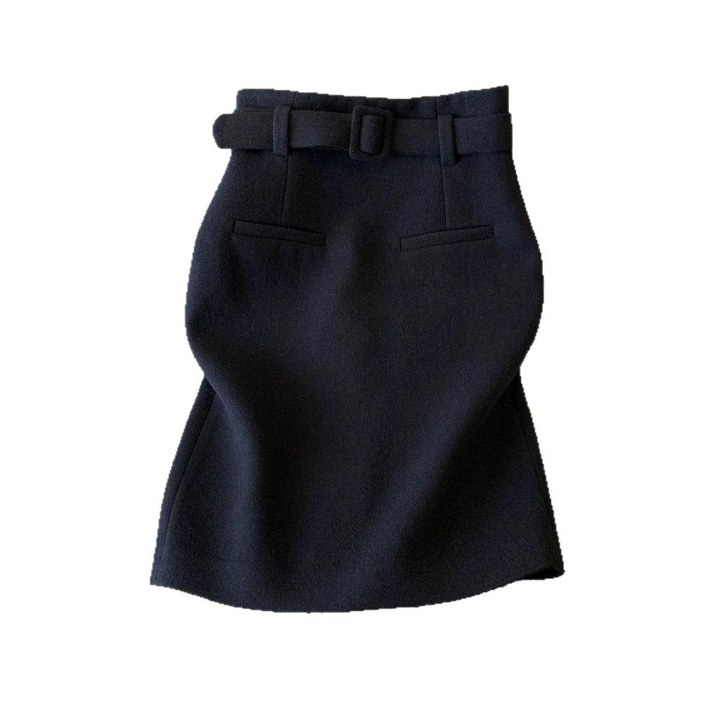 Elegant Autumn/Winter Woolen Straight Tube Skirt: High-Class, Hip-Hugging Design for Women