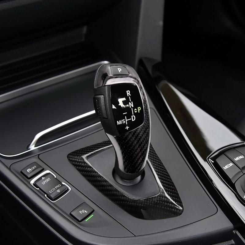 2PCS ABS Carbon Fiber Gear Shift Knob Cover Trim Panel Frame For BMW 1 2 3 4 Series F20 F21 F22 F23 F30 F31 F34 F35 F32 F33 F36