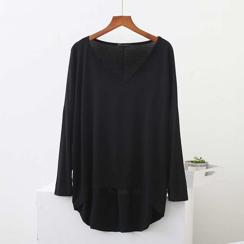 Plus Size V-Neck Batwing Sleeve High-Low Modal Top for Women