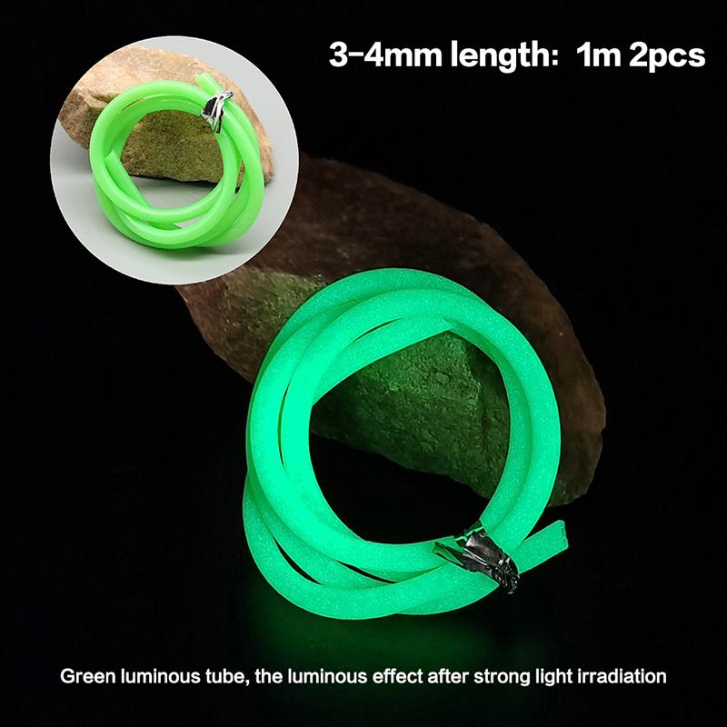 2Packs 1M Fishing Luminous Tube Fluorescent Luminescent Tube Baiting Fish Soft Rubber Tube Fishing Line Tube Fishing Accessories