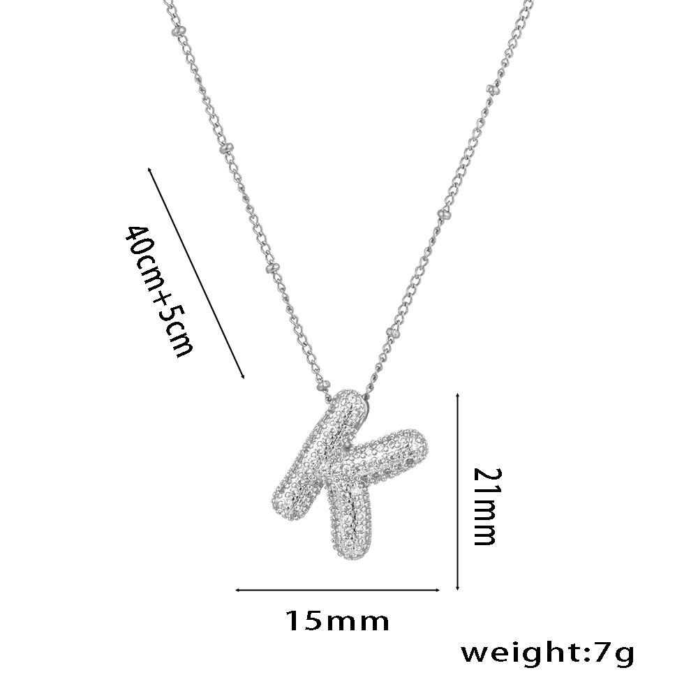 Fashion 26 Bubble Letter Initial Pendant18k Gold Plated Micropaved Full Zirconia Stone Chain Couple Necklace Women Jewelry