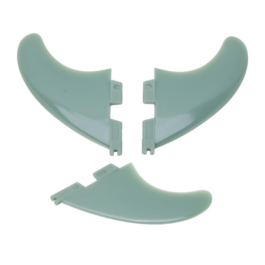 3pcs Surfboard Tail Fin Fiberglass Paddle Board Fin Replacement Green Surf Accessories