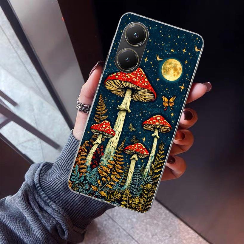 Colorful Mushroom Phone Case For Xiaomi Poco X7 X6 X5 Pro F7 Ultra Redmi 15C 15 13 13C 12 12C 10 10A 10C 9 9A 9C 9T Shell Poco X