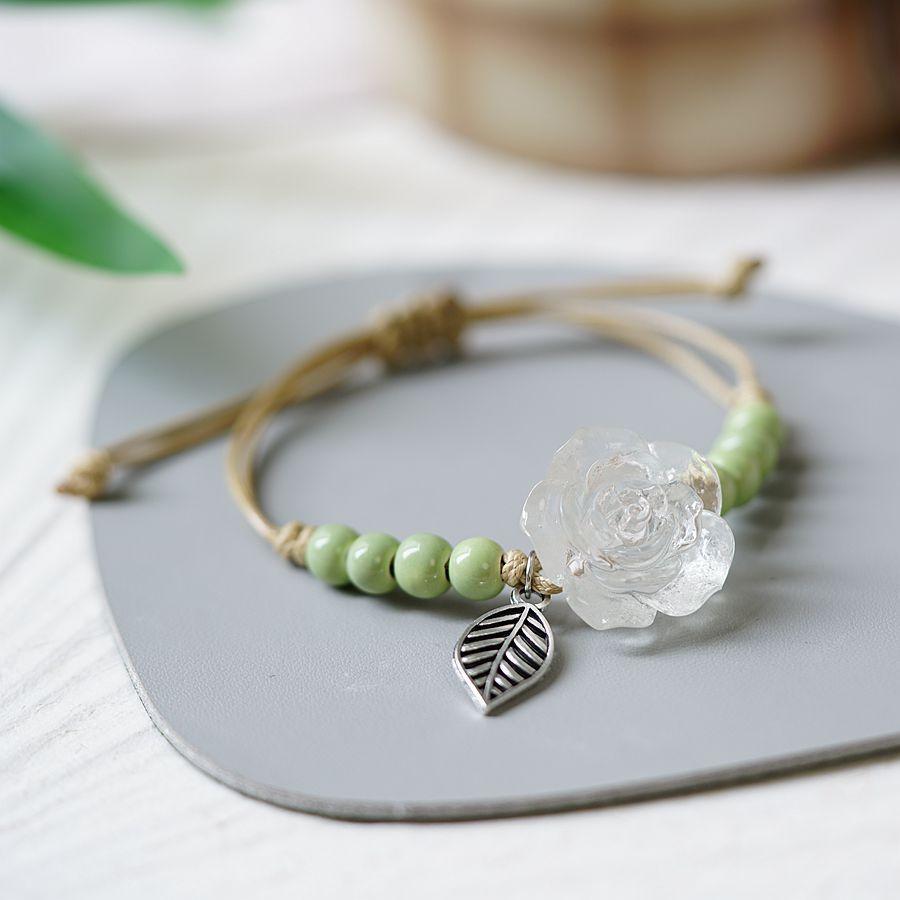 

RUI RUI YU Нефритовый браслет с цветком персика для женщин и девочек, китайская мода, древний красный агат, бусины, браслет-подвеска, плетеная ручная веревка, ювелирное изделие, подарок None