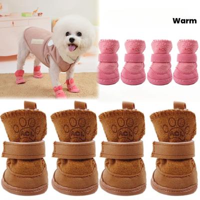 4 Paires de Bottes d'Hiver pour Petit Chien avec Doublure en Polaire et Semelle Antidérapante | Chaudes et Antidérapantes, Fermeture Réglable, Faciles à Mettre et à Enlever, Adaptées