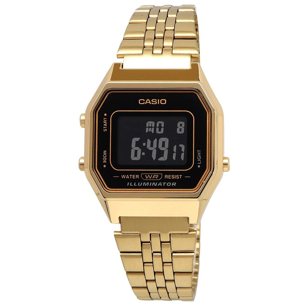 Zegarek cyfrowy CASIO Seria Vintage Ośmiokątna Tarcza Czarno-Złoty Odwrócony Wyświetlacz LCD Model Zagraniczny [Casio] LA680WGA-1B Damski