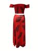 2024 European & American Summer Slim-Fit Strapless Bohemian Mid-Length Vintage Print Dress Set