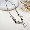 Adjustable Collarbone Chain Colorful Specter Pendant Necklace Stylish Beaded Bracelet Perfect for Fashion Enthusiasts