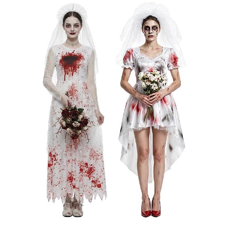 Halloween Ghost Bride Costume Dress Polyester Spandex For Cosplay Party Stage Performance