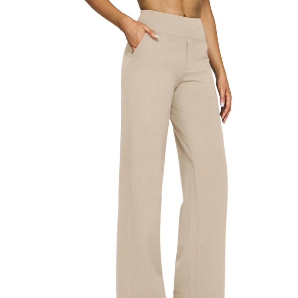 Pantaloni Casual a Vita Alta Gamba Dritta Tasche Ampie Pantaloni Yoga Donna Vestibilità Rilassata Pantaloni Sportivi