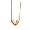 French Heart Stainless Steel Pendant Necklace - Simple & Polished Clavicle Chain