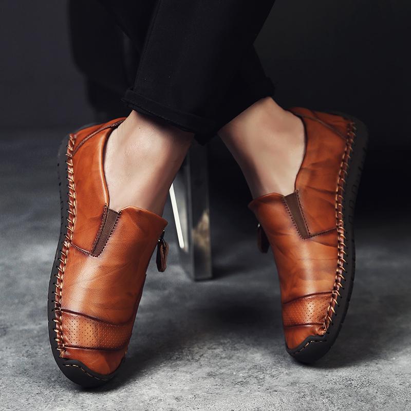 Large size 38-48 Men's Mosinka Fashion Leather Handmade Leather Shoes Loafers Driving Shoes