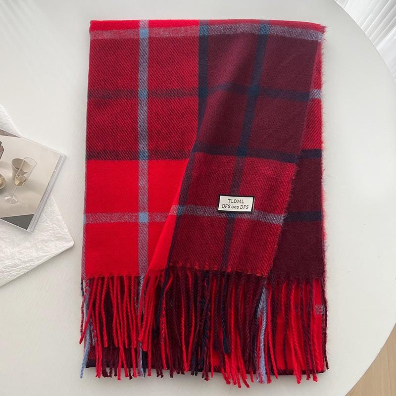 Scarf New imitation cashmere color plaid scarf female Korean version autumn and winter plaid scarf fringed shawl scarf