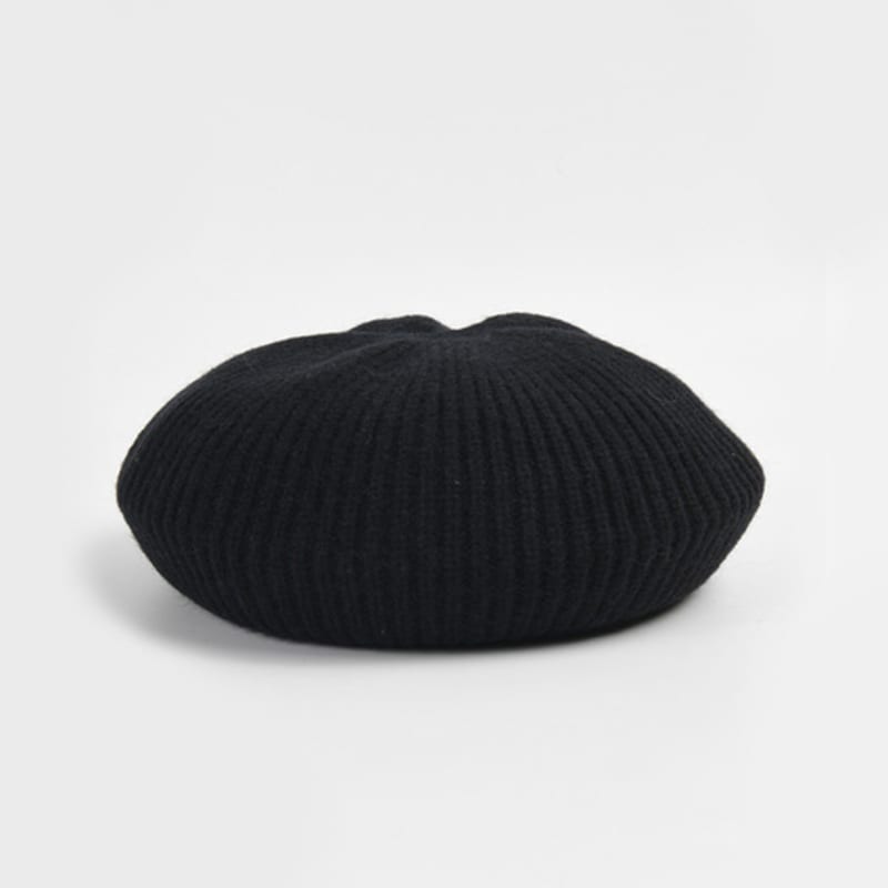 LALA Wool Knit Beret Hat - Black