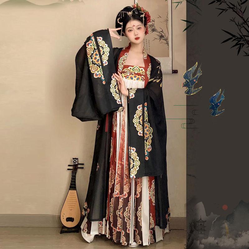Oblek s velkým rukávem ve stylu čínské dynastie Tang Celý set Hanfu