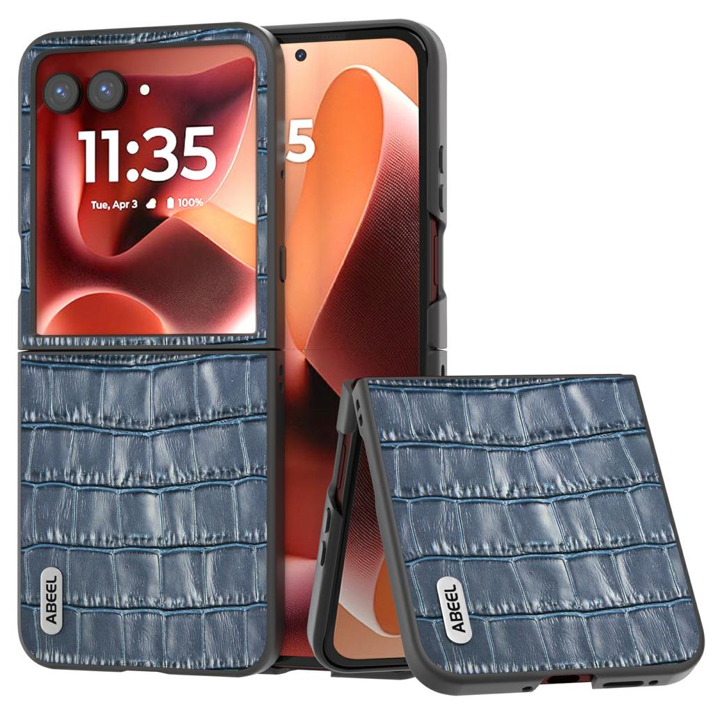 ABEEL For Motorola Razr 60 Ultra 5G Cases Genuine Cow Leather + TPU Drop-Proof Phone Cover