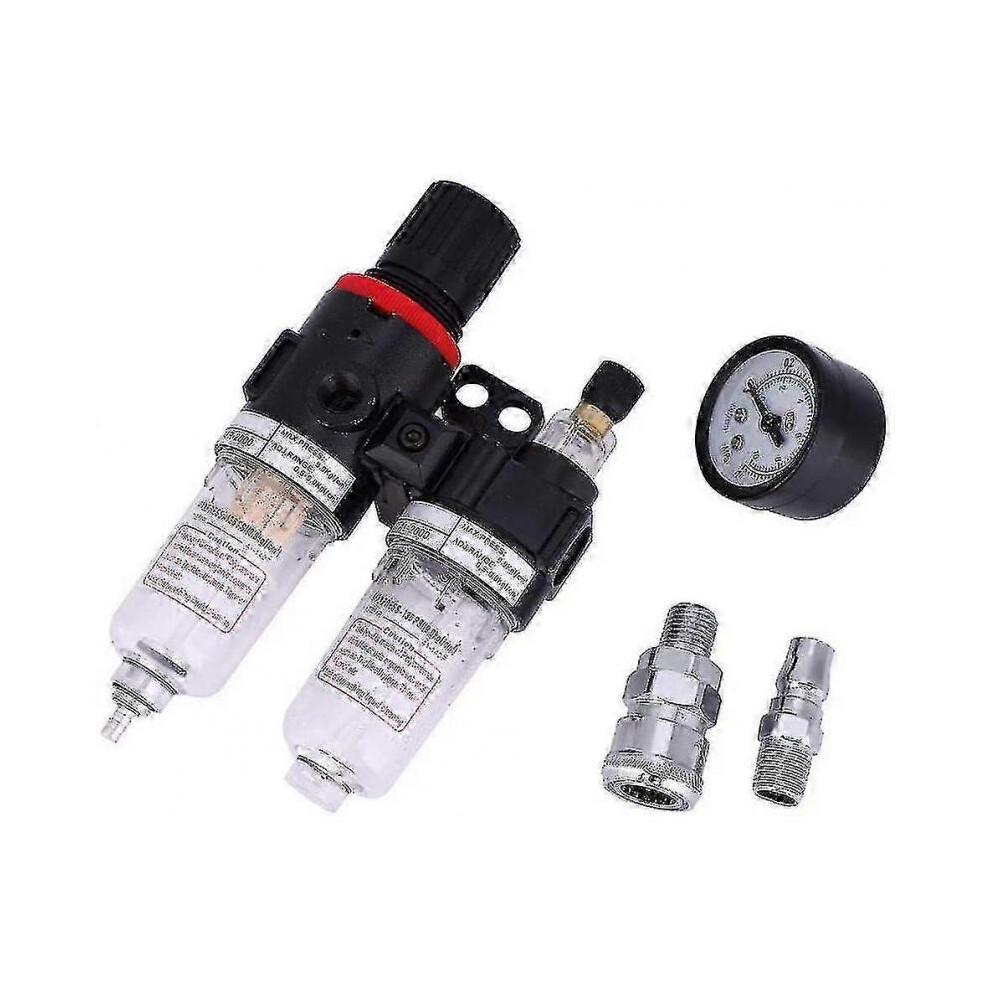 1/4 Air Filter Pressure Regulator with Oil Water Separator and Lubricator Cup for Air Compressor
