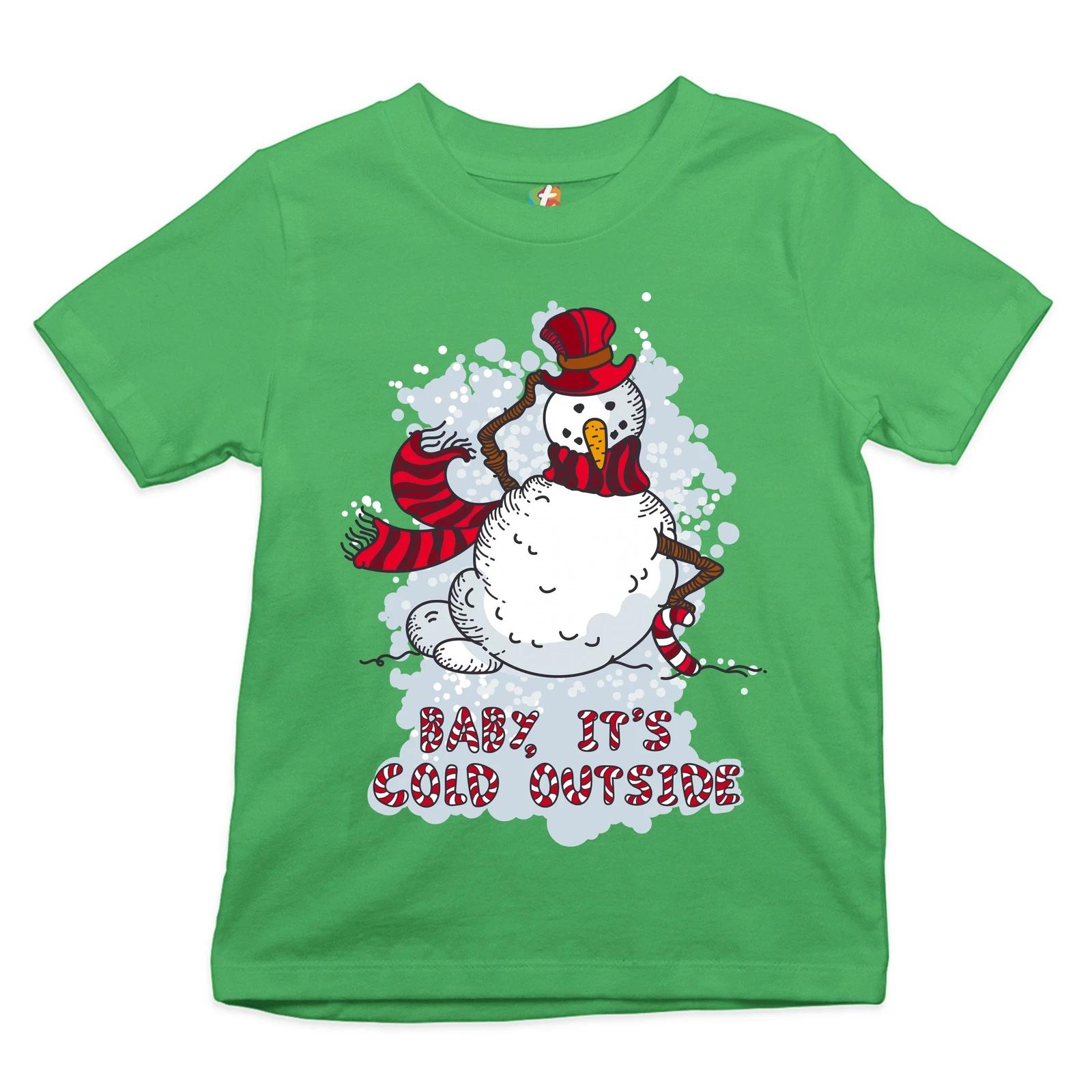 

Baby, It s Cold Outside Youth kids boys T-Shirt Merry Christmas Snowman Candy Cane Kids 130