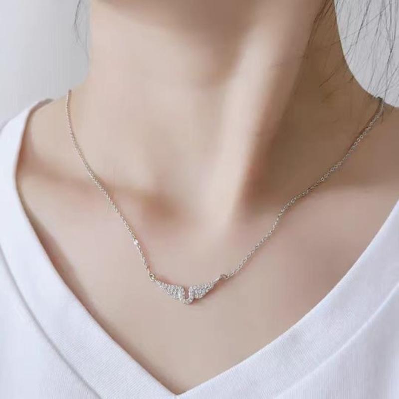 Angel Wing Rhinestone Inlaid Clavicle Necklace Fashion Charm Jewelry