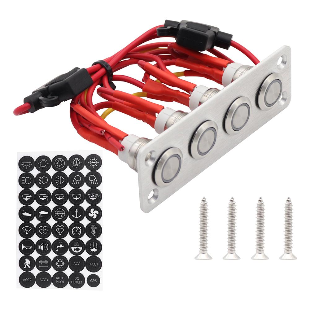 On-off Switch Panel Self-locking Blue Light Stainless Steel Button Switch With Wire Rv Modified Parts