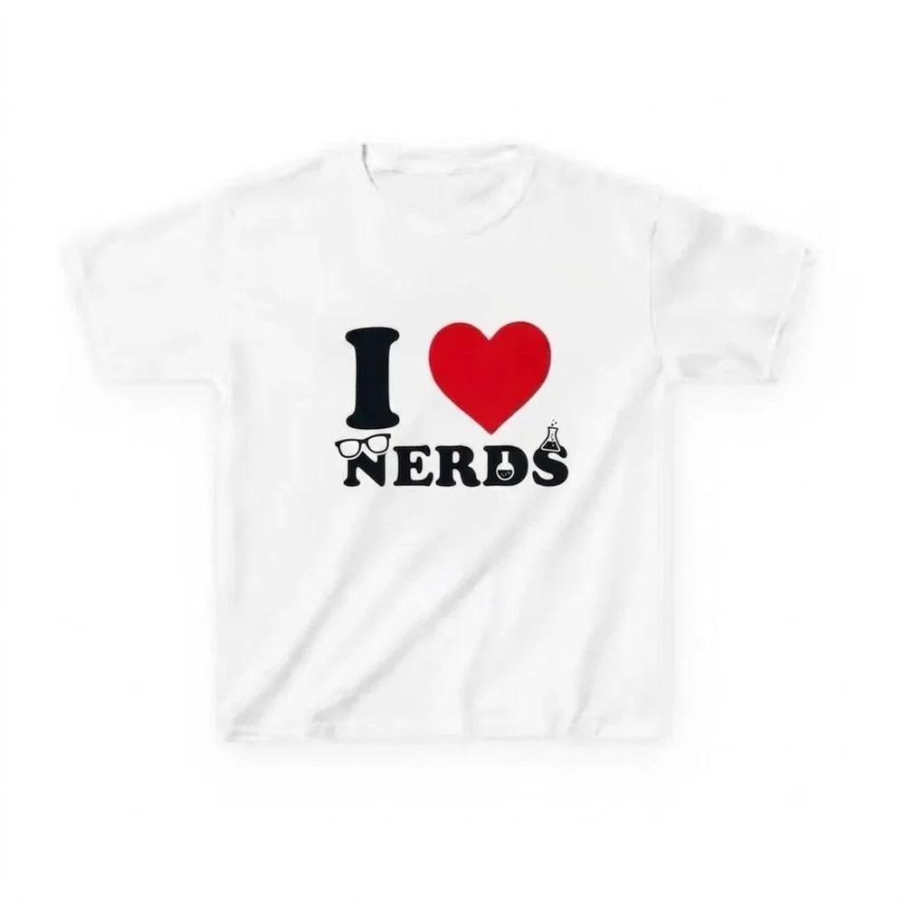 I Heart Nerds Graphic White TShirt S