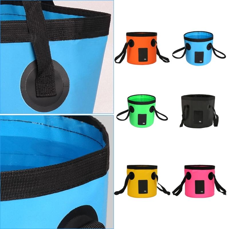 Foldable Bucket, Folding Bucket Wash Basin with Handle, Portable Water Container 12L for Camping Fishing