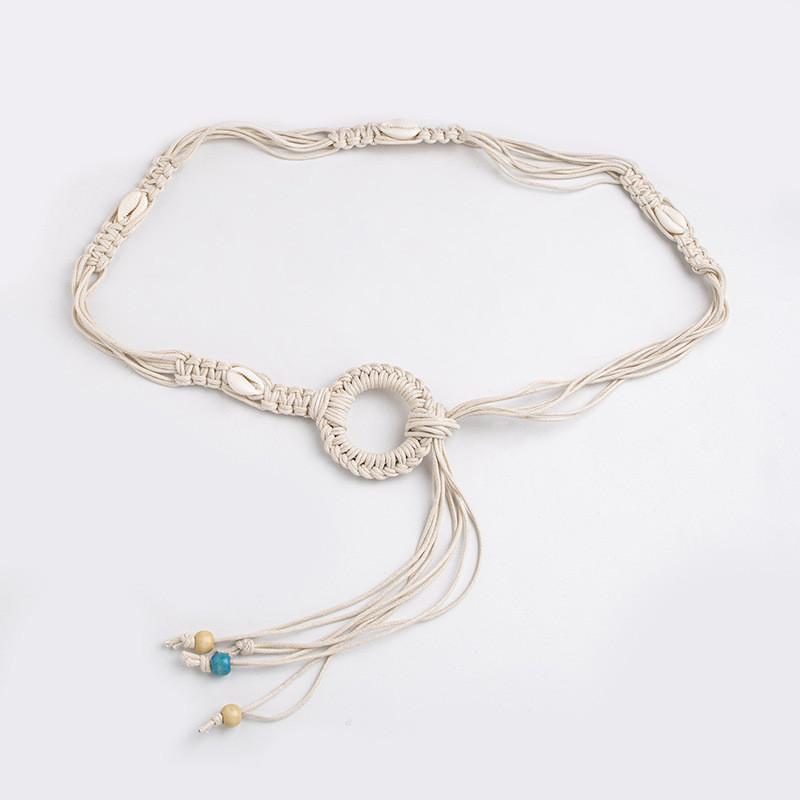 Bohemian Style Handmade Turquoise Waist Rope With Knotted Fastening For Festival Looks