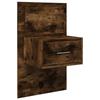VidaXL Wall-mounted Bedside Table with LED Lights Smoked Oak, Cabinet, Side Cabinet, Bedside Cabinet, Bedside Table 848165