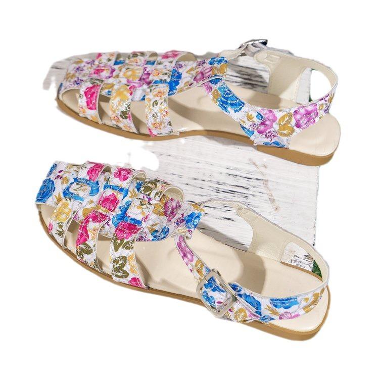 Large Size Bag Head Flat Heel Hollow Color Printed Beach Sandals Summer New Broadband Women's Shoes