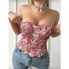 Corsets de corte europeu e americano Top modelador sexy de malha respirável Corset justo de renda irregular oco
