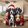 Christmas Puppy Art, Pet Lovers Gift, Soft Blanket, Festive Dog Design, Multi-Purpose Home Decor, Cozy Warm Throw