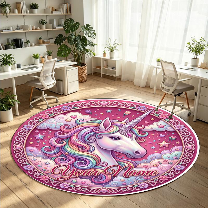 Wild Animals (360) Theme Round Crystal Velvet Rug Custom Name Text Personalized Floor Mat Home Decor Non Slip Crystal Carpet