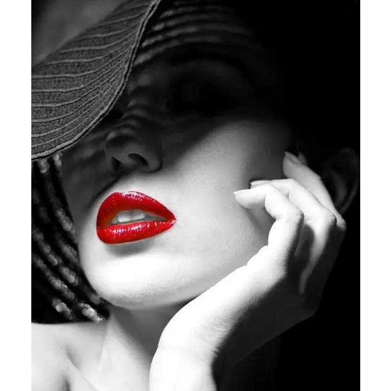 Black White Pictures For Living Room Elegant Red Lips Woman Poster And Print Modern Wall Art Canvas Painting Home Decor