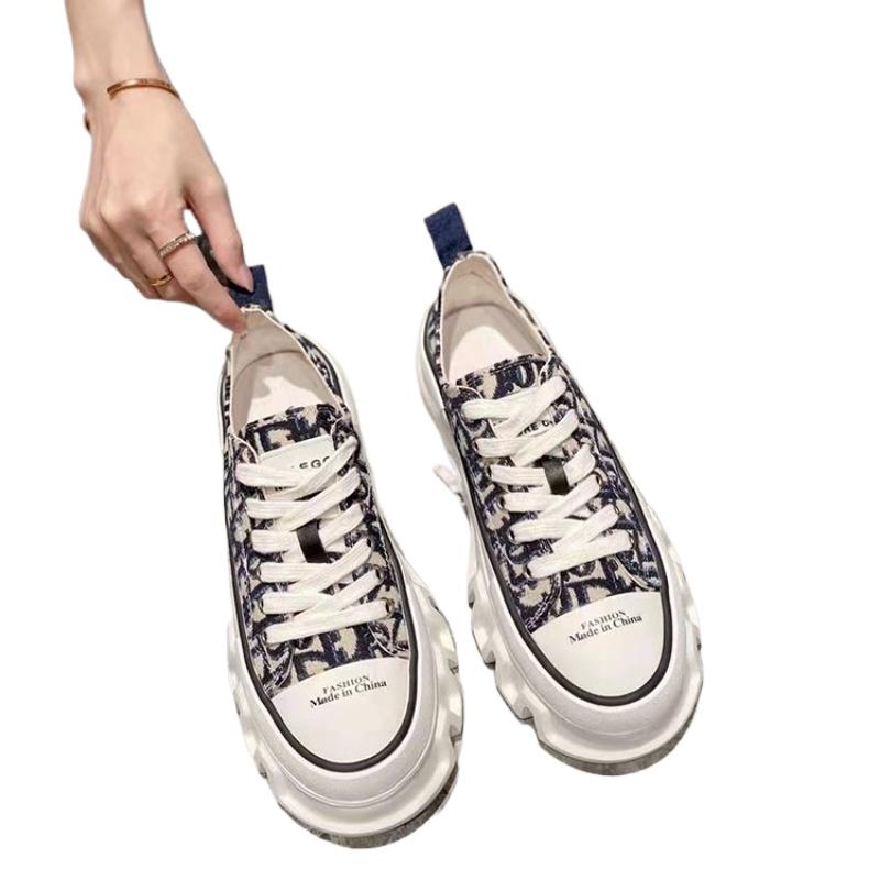 

Мода 2024 Новые Принтованные Высокие Кеды Холщовые Кроссовки Харадзюку Модные Шнуровка Все-сочетаемые Плоские Женские Классическая Уличная Одежда Обувь на Платформе 40 чёрный