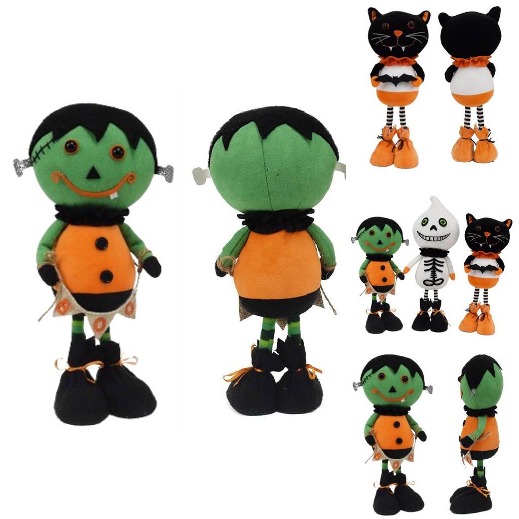 Cute Halloween Plush Figurines Ghost Black Cat Decorations
