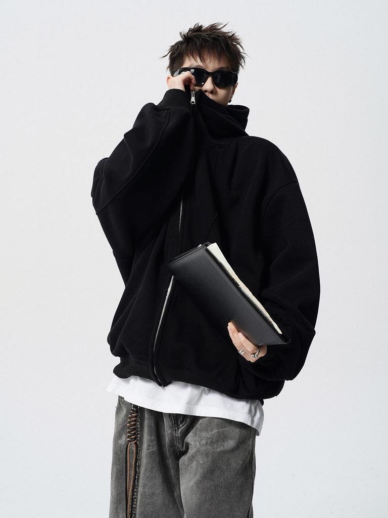 Versatile Plus Size Deconstructed Hoodie: Men's Trendy High Street Winter Sweatshirt