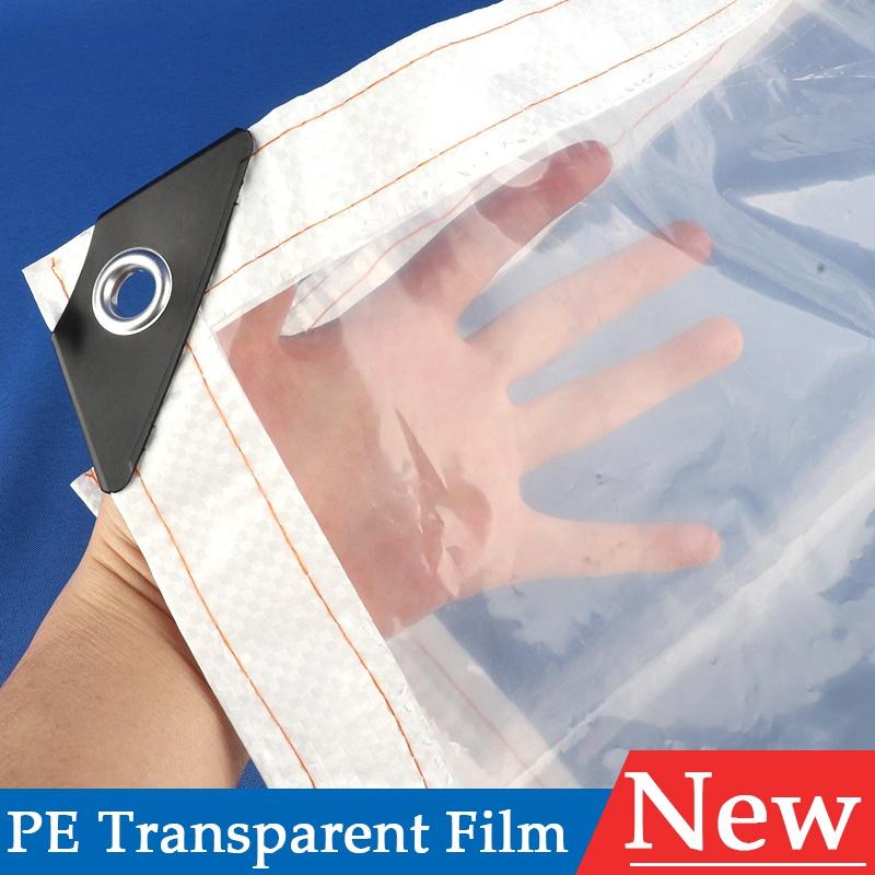 0.12mm PE Rainproof Cloth Transparent Tarpaulin Pergola Waterproof Canopy Greenhouse Succulent Plant Keep Warm Waterproof Cover 1x1m