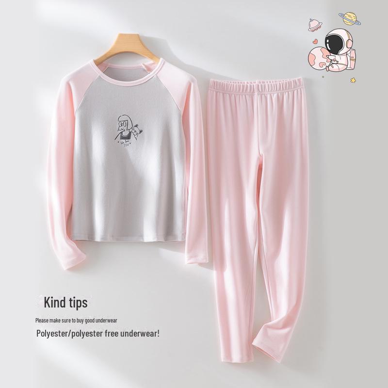 Dziecięcy ciepły komplet patchworkowy - Kontrastowy jesienno-zimowy zestaw dwuczęściowy w stylu mundurka szkolnego dla dzieci