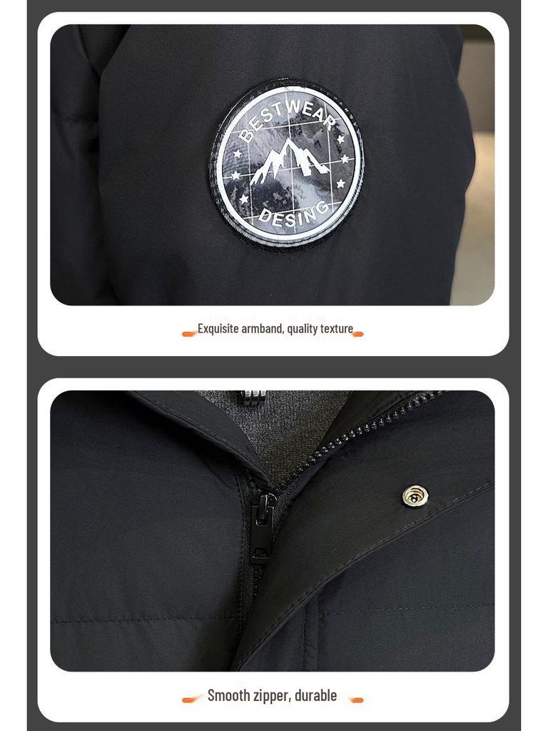 Men's High-Quality Thickened Down Jacket: Winter White Duck Down Hooded Outerwear - Trendy Casual Workwear.