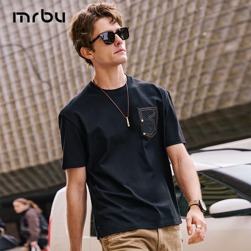 Men s Oversized Embroidered Pocket Pure Cotton T-shirt XL