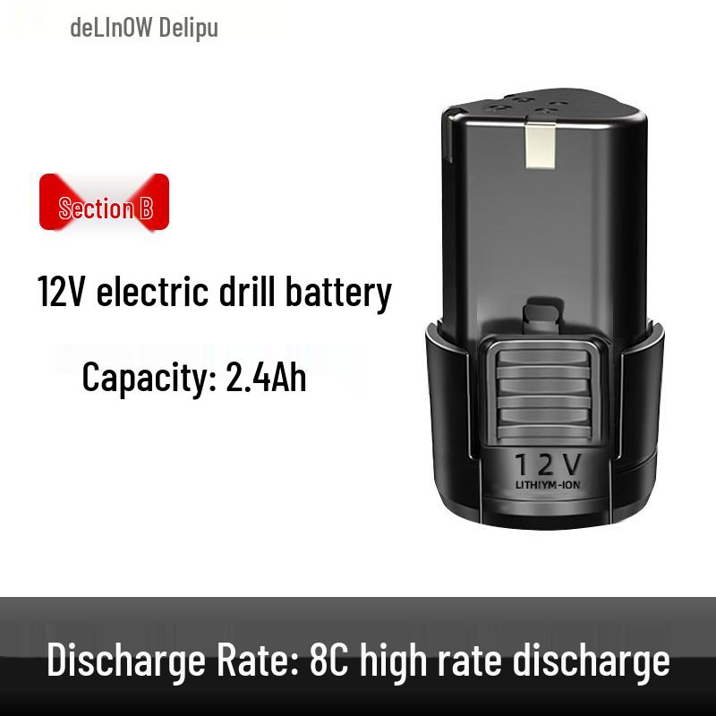 12V/16.8V/25V Electric Drill Set with Lithium Battery, Charger, Wrench & Screwdriver